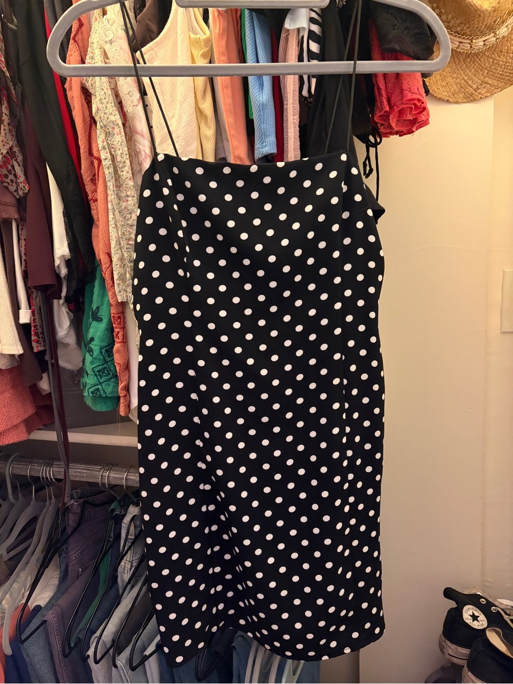 Urban Outfitters Black and White Polka Dot Mini Slip Dress